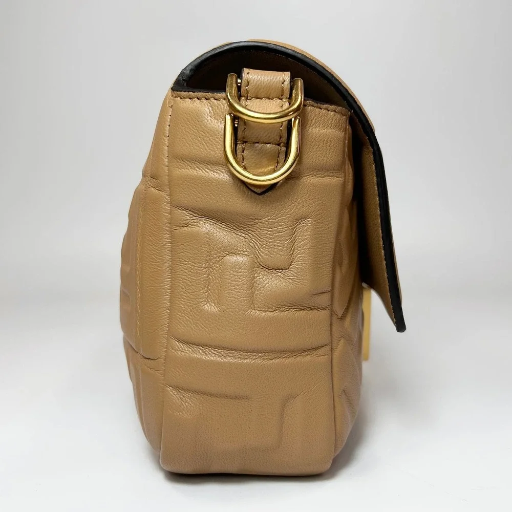 Fendi Nappa FF 1974 Embossed Baguette Bag Beige - Picture 6 of 15